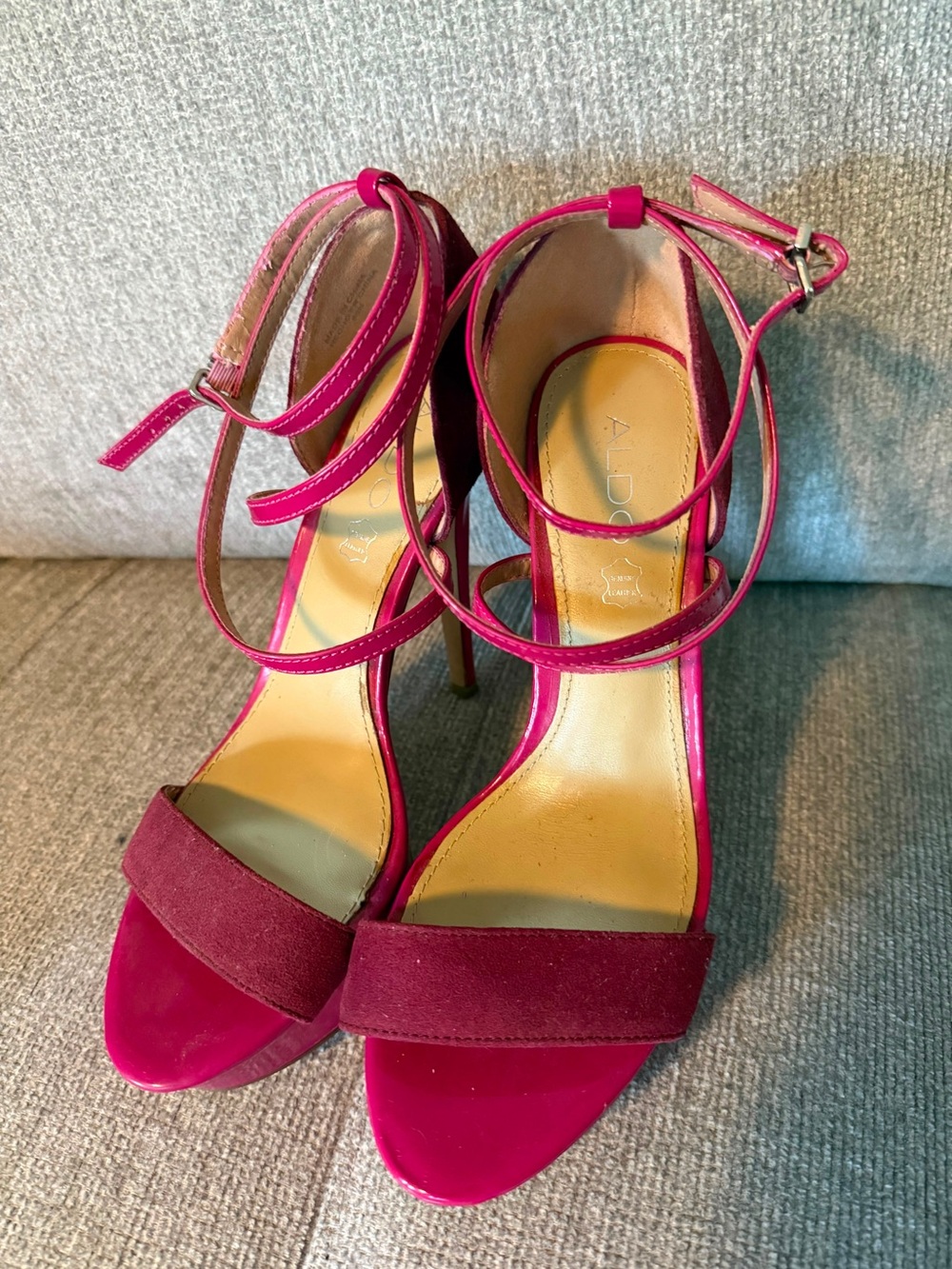 Aldo Magenta Wrap-Ankle Stiletto Sandals